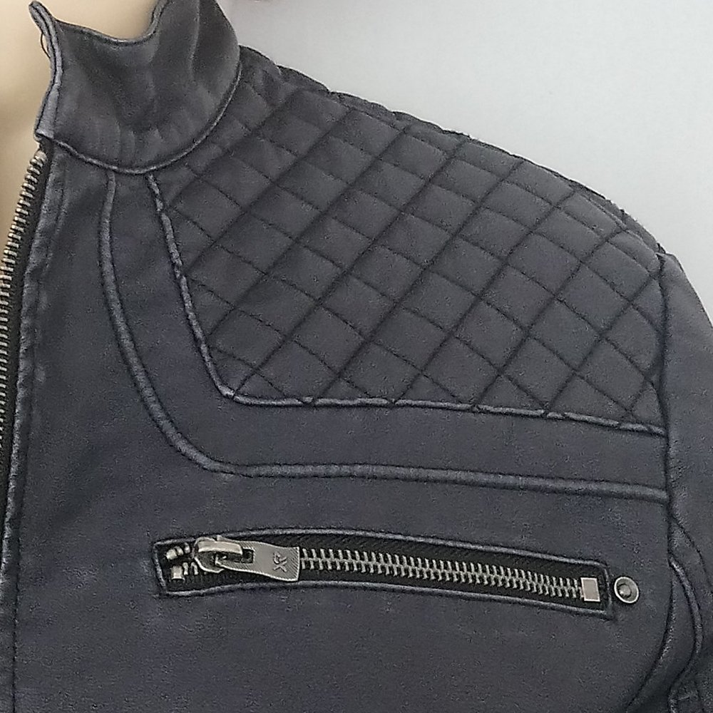 Nwt $148 X RAY Faux Leather Navy Jacket Sz Small - Picture 4 of 6